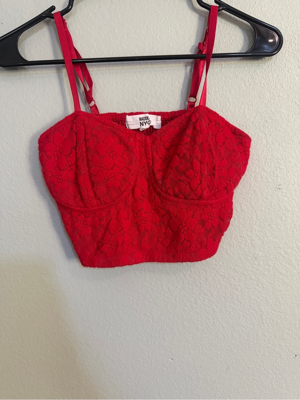 Madewell-inspired Red Lace Bustier Crop Top